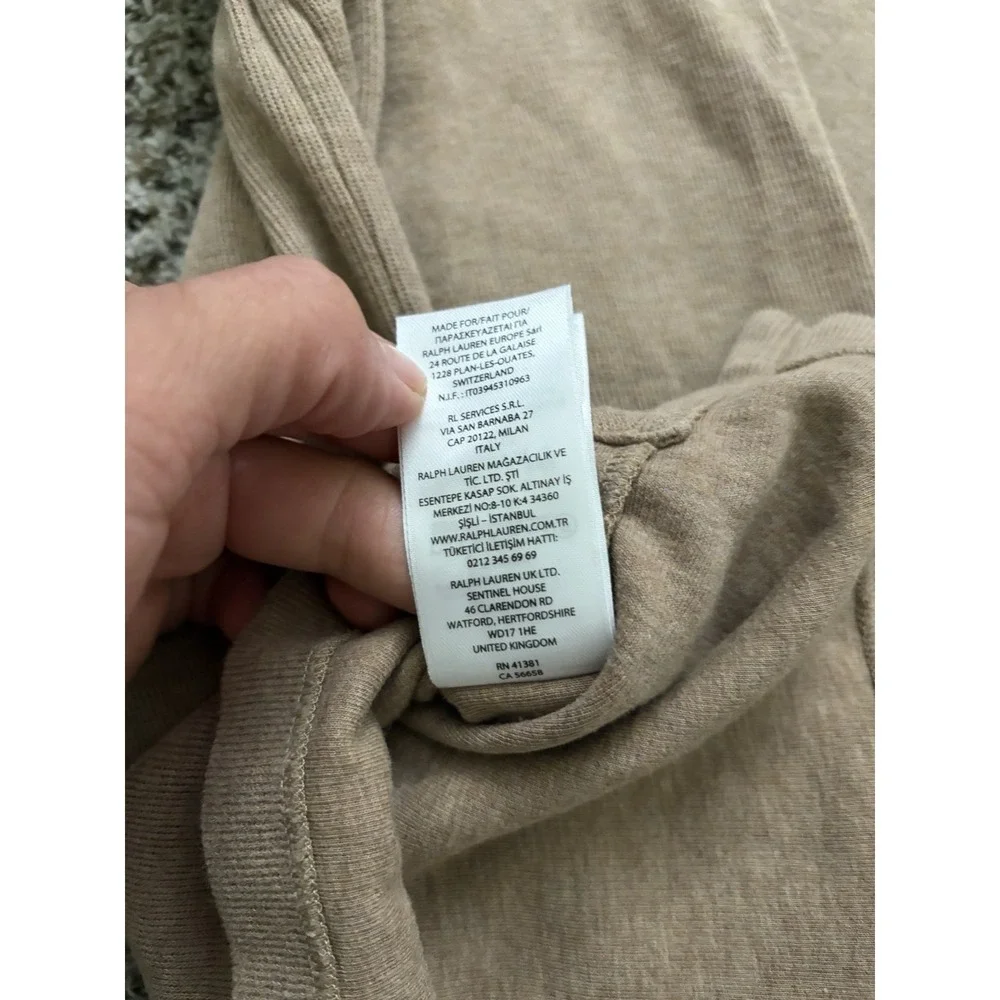 Polo Ralph Lauren Men's Estate Rib Cotton Quarter Zip Large Brown Tan Oatmeal